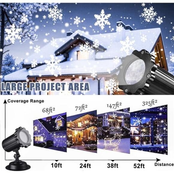 Christmas Projector Lights Outdoor, Vivid Snowflake Led IP65 Waterproof - Picture 3 of 6